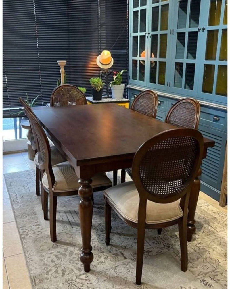 French Rattan Sheesham Dining Set