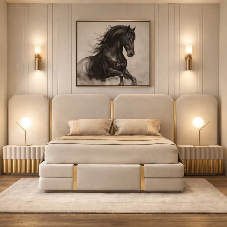 Modern Bed Side with Gold combination 