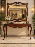 Classic Sheesham wood console table with matching decorative mirror