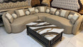 Curved L-shape 7-seater sofa with Molty Foam seating and spring support - front view