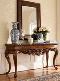 Pure Sheesham wood 5 ft carved console with matching mirror